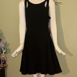 Vera Wang Black textured  Fit and Flare Mini Dress